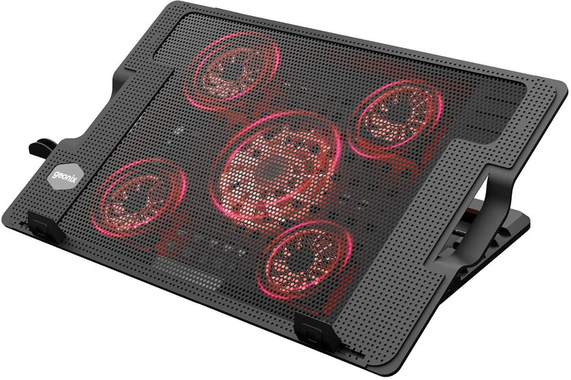GEONIX CoolZ 5 Fan Ergonomic Cooling Pad with Adjustable Height(Black & Red)