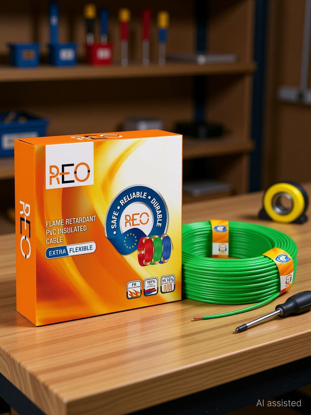 REO PVC With FR Property 0.75 mm Green 90 m Wire(Green)