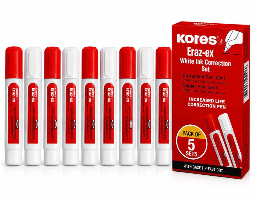 KORES ERAZ-EX 12 ml 5 mm CORRECTION PEN(Set of 5, White)