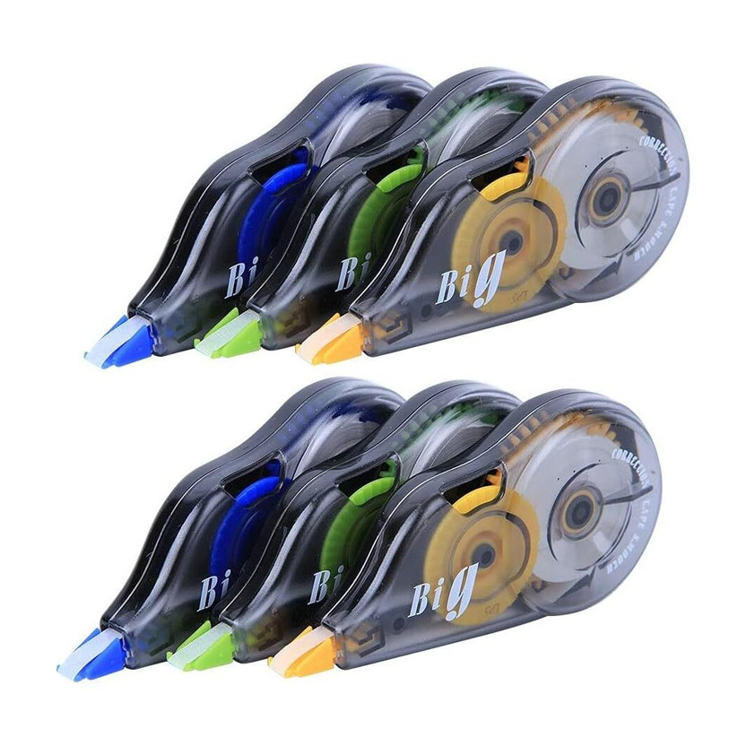 FRKB 6pc Big Correction Tape 12 Meters Length 0 ml 5 mm Big Correction Tape(Set of 6, Multicolor)