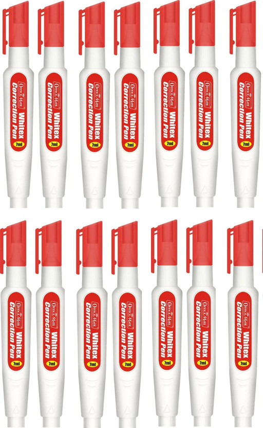 Soni Officemate Executive 1 mm Correction Pen Metal Tip (7ml)(Set of 14, White)