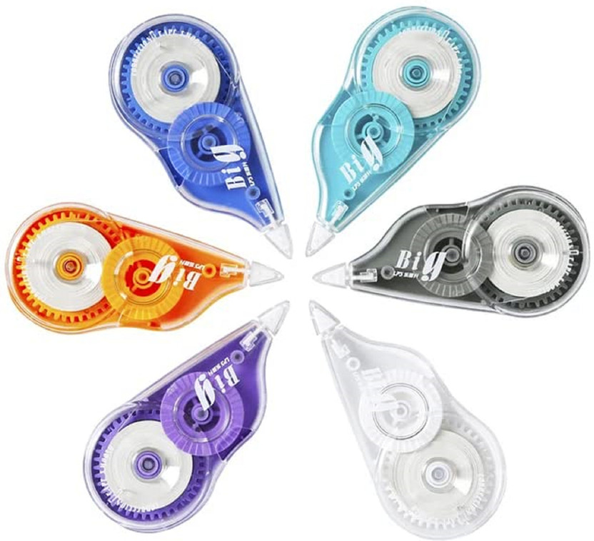 fixer Big Correction Tape for kids & office use 5 mm Correction Stationary(Set of 6, Multicolor)