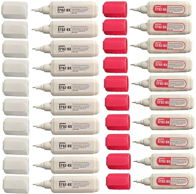 KORES Correction pen With Diluter 12 ml 0.7 mm Whitener(Set of 20, White)