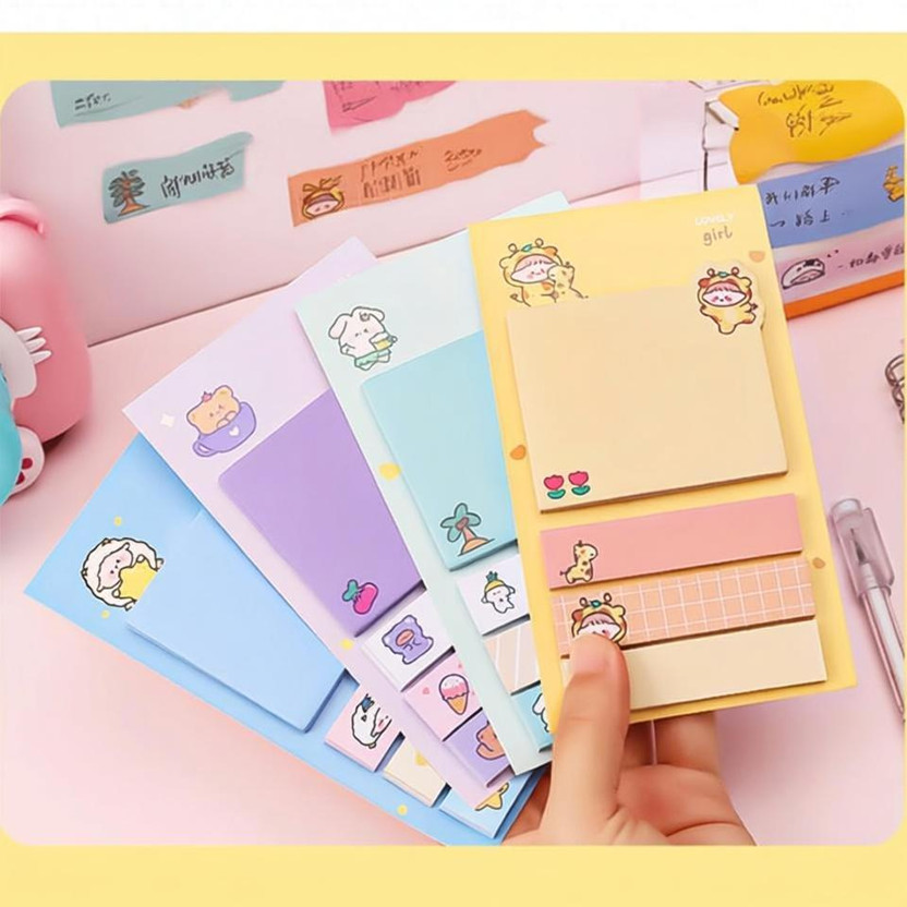 Dcella Design 2023 9 mm Pastel Multicolor Sticky Note Pads, Self-Stick Note, Study, School(Set of 2, Yellow)