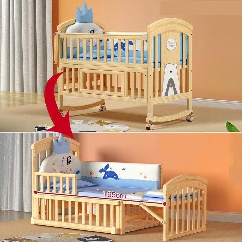 BabyTeddy BabyTeddy 12 in 1 Baby Crib Cot Toddler Bed,Cradle,Mattress Mosquito Net,Diaper Station Cot(Natural) - Flipkart Deal