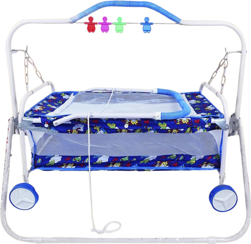 IMPHI Baby Cradle Jhula for Newborn Baby | Strong MS Metal Frame Swing Cradle(Multicolor)
