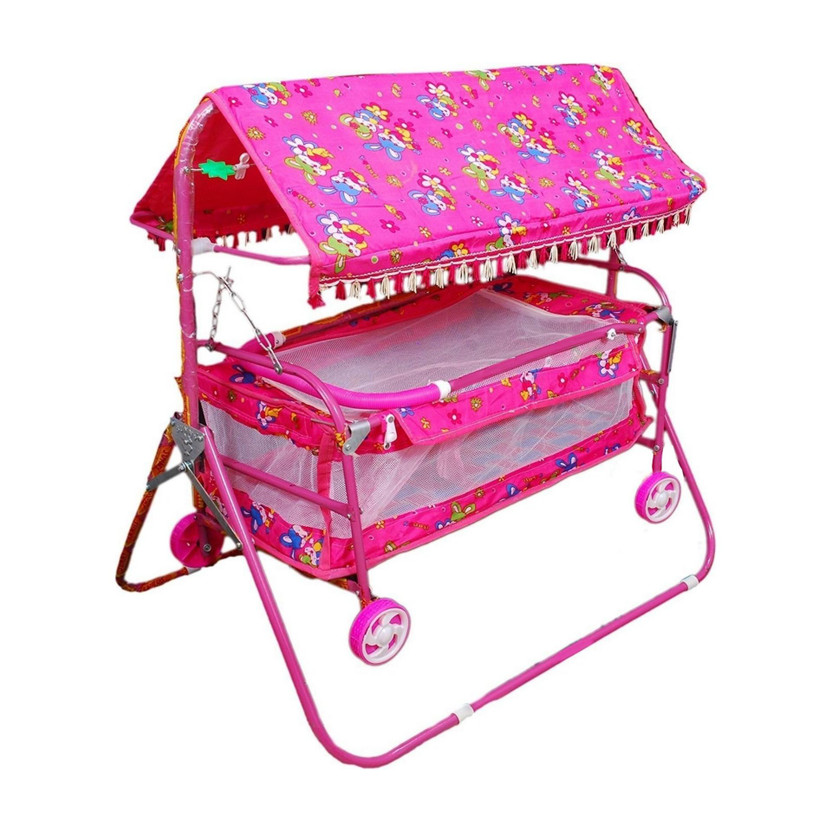 Avani MetroBuzz Baby Cradle Cot Cum Stroller Pink C_Pink Bassinet(Pink)