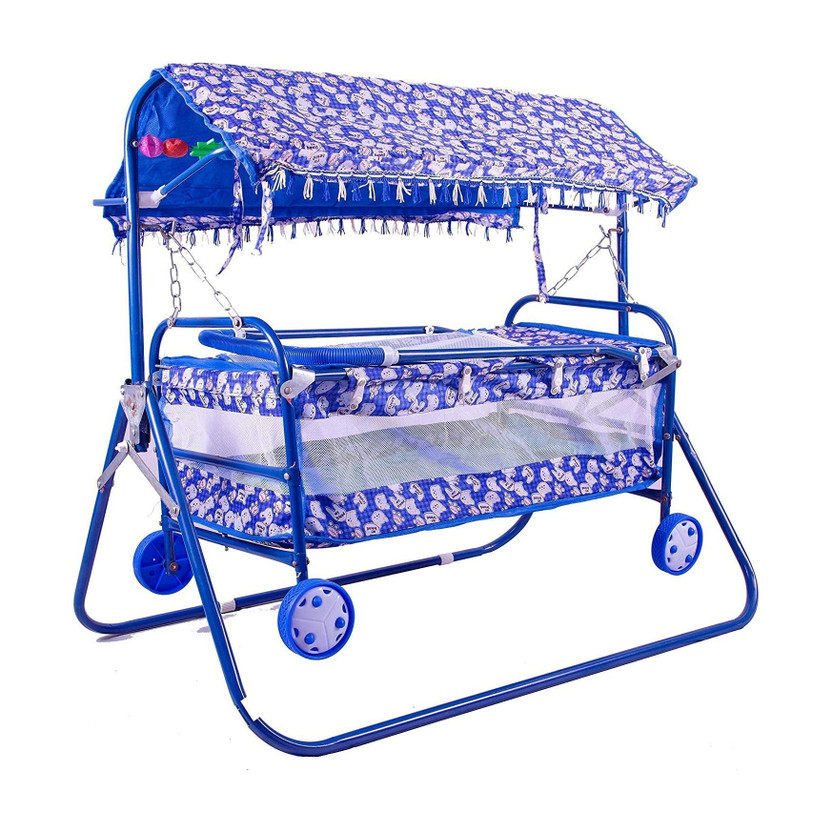 AVANI Baby Cradle Cot Cum Baby Stroller Blue Bassinet(Blue)