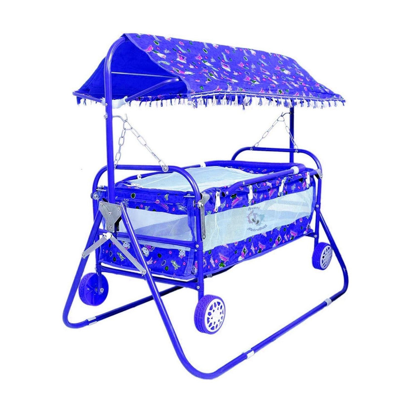Avani MetroBuzz Baby Blue Cotting Cradle Cot Cum Stroller Blue_Cradle_005 Bassinet(Blue)
