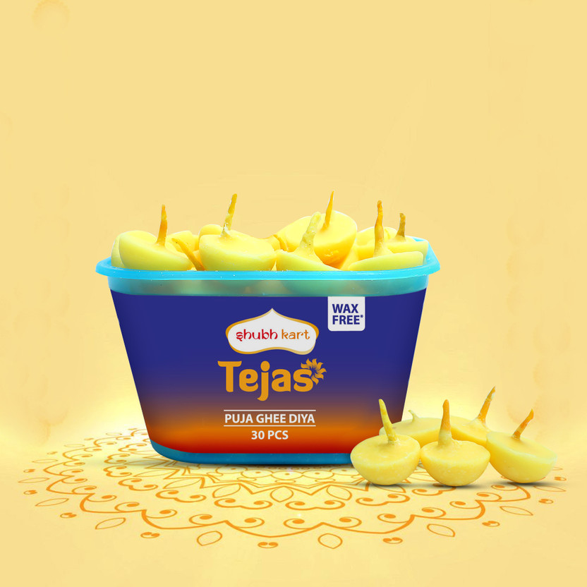 Shubhkart Tejas Pure Ghee Diya 30N for Puja, Festivals & Other Religious Rituals Cotton Wick
