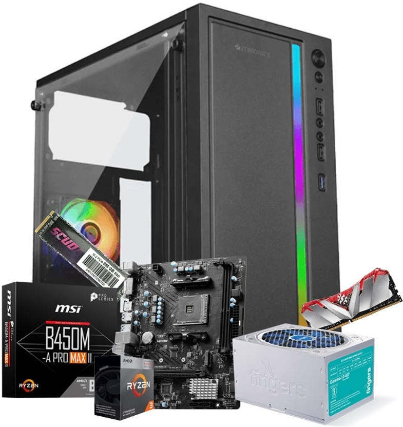 QuantumQuirks HELL RYZEN 3 GAMING CPU AMD RYZEN 3 3200G (16 GB RAM/AMD RADEON VEGA 8 Graphics/2 TB Hard Disk/512 GB SSD Capacity/Windows 11 Pro/4 GB Graphics Memory) Gaming Tower
