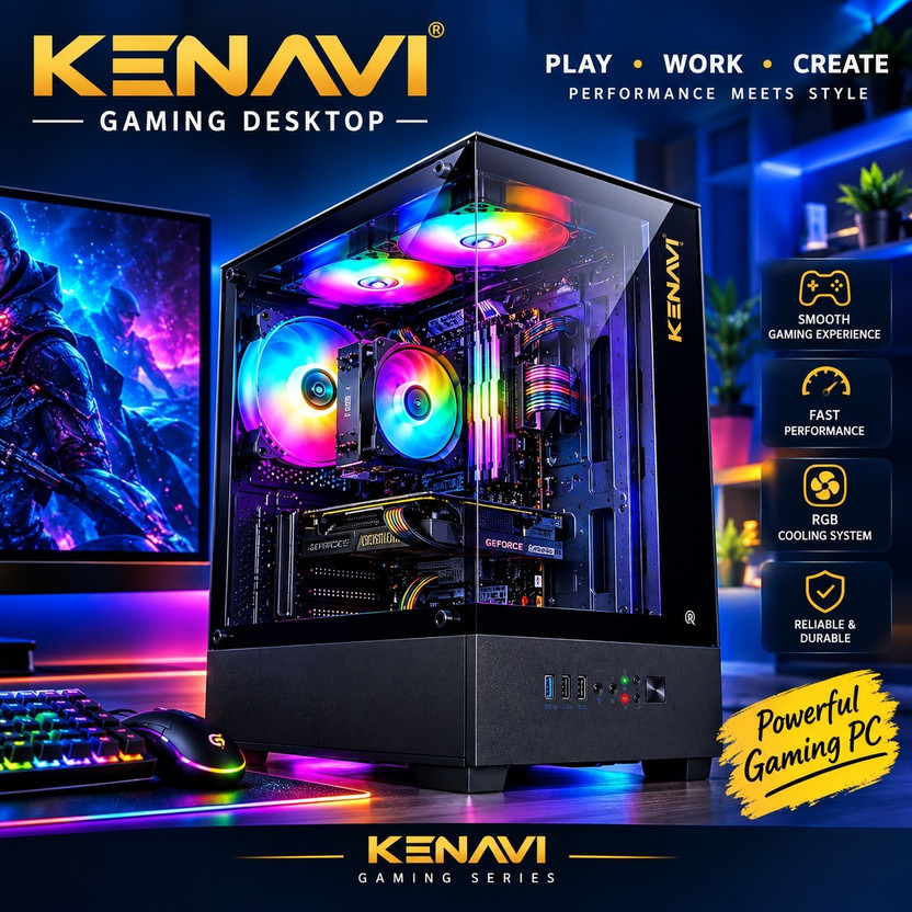 Intel kenavi Gaming Colored 5 Multi-colour CPU Fan Intel Core i5 (8 GB RAM/Intel Integrated Graphics 530 Graphics/256 GB SSD Capacity/Windows 10 Pro (64-bit)) Gaming Tower with MS Office - Flipkart Deal