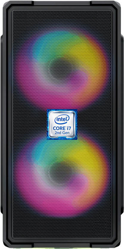 KEATZ Intel® Core™ i7 (2nd Gen) [4 Cores, 8 Threads, 8MB Cache, 3.40 GHz] [DSQ-N5] Gaming PC | Dual RGB Fans | Intel Core i7 - 2600 Processor (8 GB RAM/Intel UHD 2000 Graphics/256 GB SSD Capacity/Windows 11 Pro) Gaming Tower with MS Office