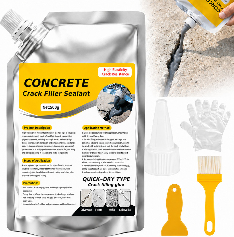 Mokleva High Elasticity Waterproof Concrete & Cement Sealant For Slabs Driveways Walls Crack Filler(500 g)