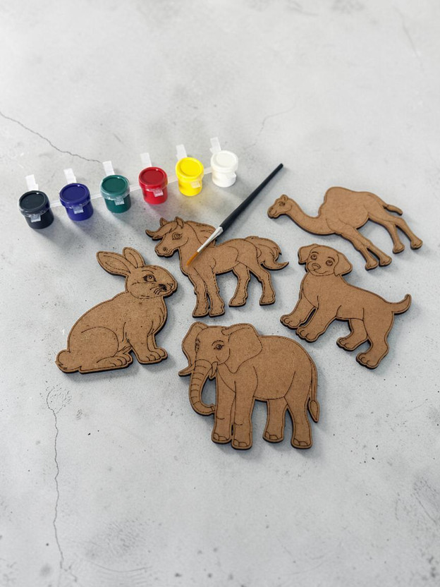 Bachpania Animal Painting Kit Wooden Craft Activity Set Kids Wooden for children and(Multicolor)