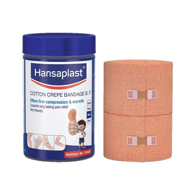 HANSAPLAST Cotton Crepe Bandage 8CMx4MTR | Offers firm support and compression Bandage 8cm Crepe Bandage(8 cm)