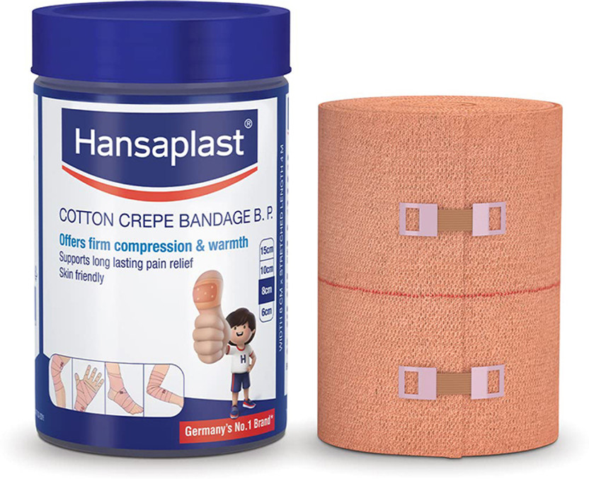 HANSAPLAST Cotton Crepe Bandage 8CMx4MTR | Offers firm support and compression Bandage 8cm Crepe Bandage(8 cm)