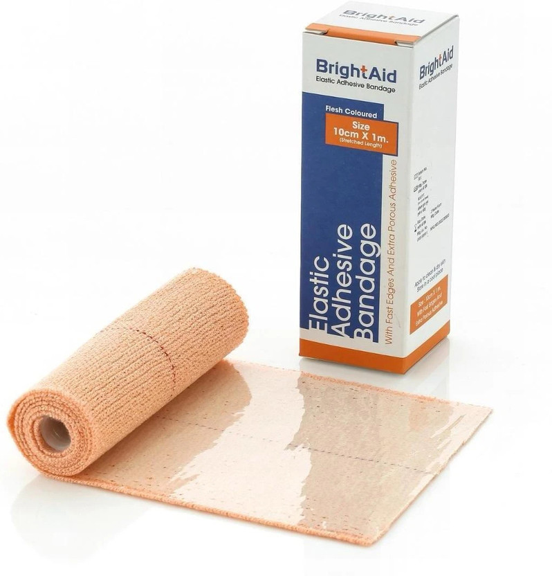 BRIGHT AID Elastic Adhesive Bandage (10cm*1mtr) Pack of 1 Crepe Bandage(10 cm)