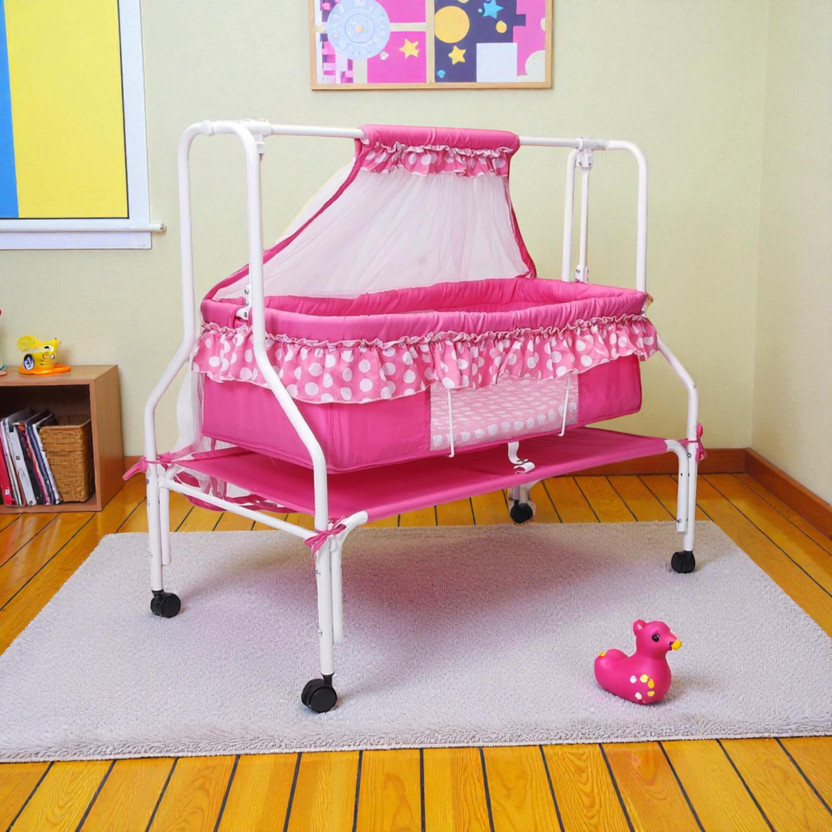 KIDDERY ARES PINK CRADLE BABY CRADLE CRADLE FOR INFANT(Pink)