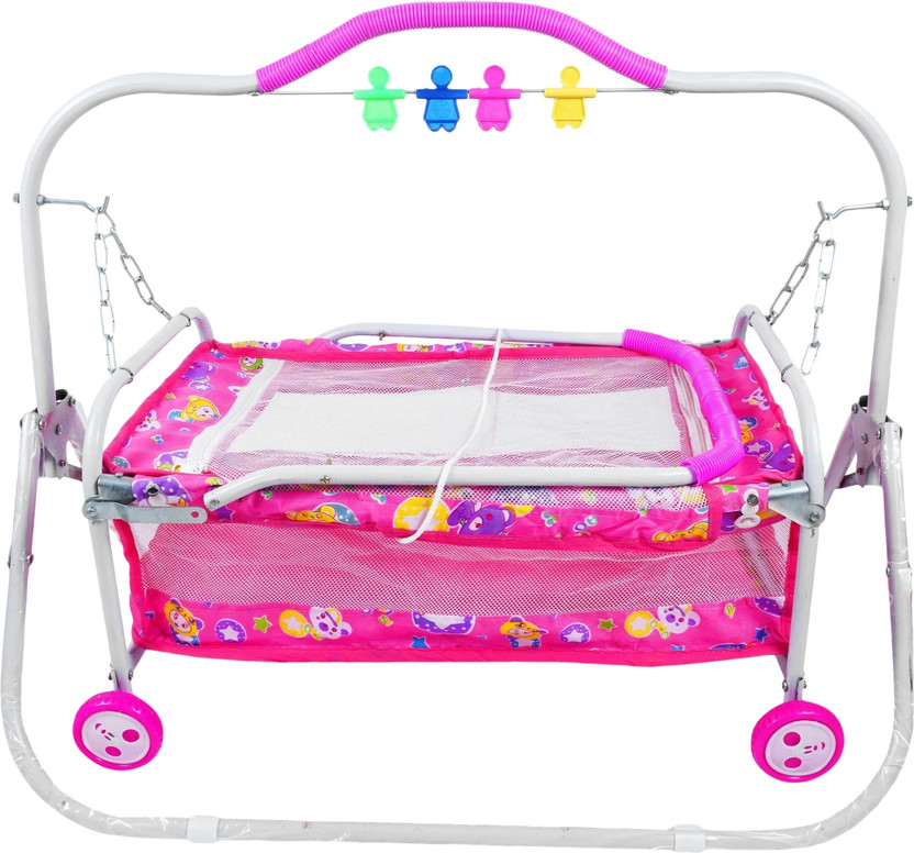 SWING N FLY New Born Baby Sleep Swing Cradle/Jhula/Palna/Bed with Net Bassinet(Pink)