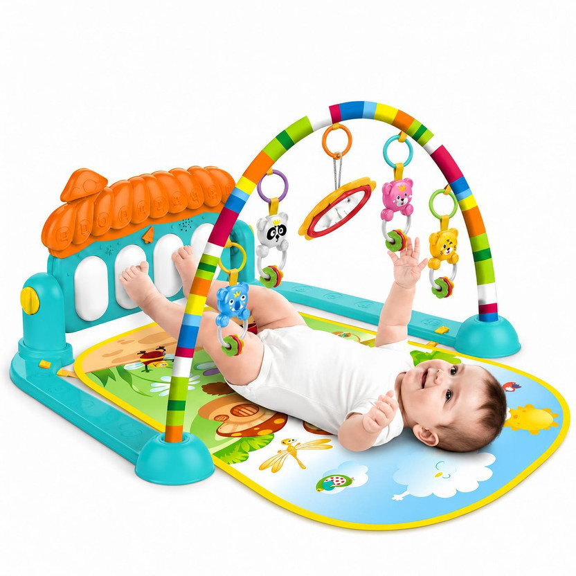 Learn With Fun Kick & Play Musical Keyboard Mat Piano Baby Play Mat Gym & Fitness Rack(Multicolor)