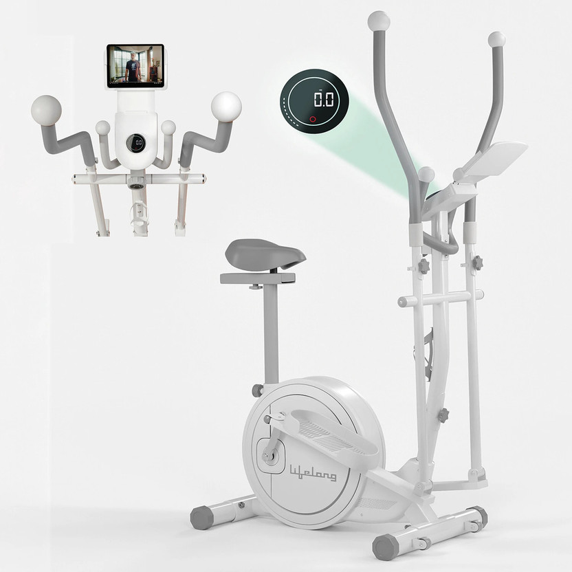 Lifelong Elliptical Cross Trainer Bike For Home | Cycling Machine with Touch LED Display Cross Trainer(White)