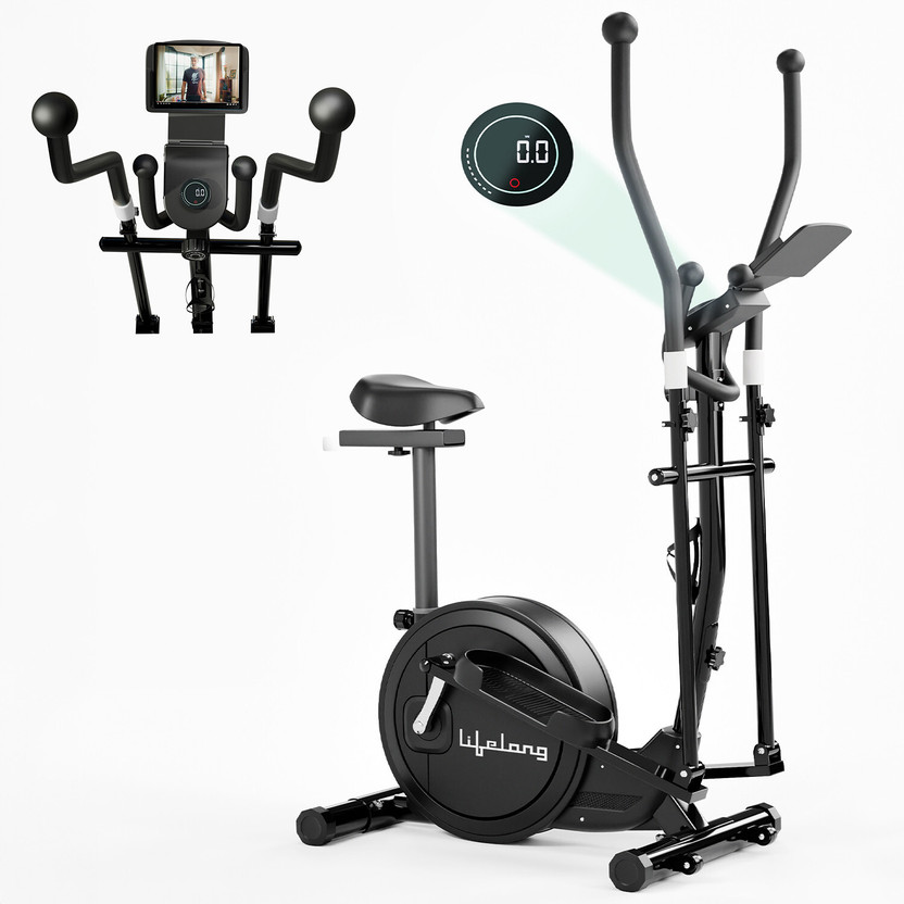 Lifelong Elliptical Cross Trainer Bike For Home | Cycling Machine with Touch LED Display Cross Trainer(Black)