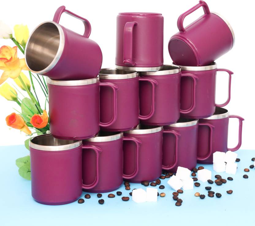 Flipkart SmartBuy Pack of 12 Plastic, Stainless Steel Tea Cups Set
