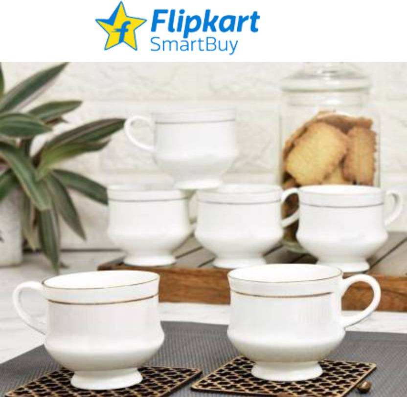 Flipkart SmartBuy Pack of 6 Bone China Premium Bone China Tea Cups Set