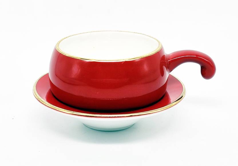 DANDY LINES Pack of 12 Bone China LILLIPUT CUP SAUCER RED GOLD Price in