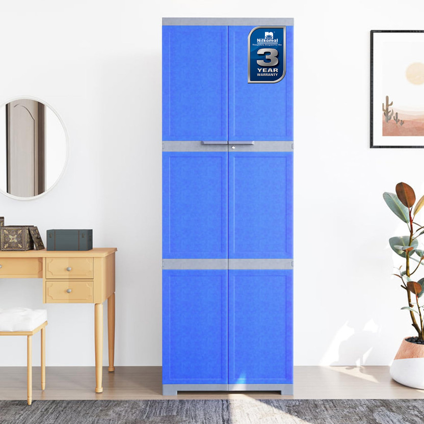 Nilkamal Freedom FML Plastic Cabinet for Multipurpose Storage Solution|Bedroom|Kids Room Plastic Almirah(Finish Color - Deep Blue & Grey, DIY(Do-It-Yourself))
