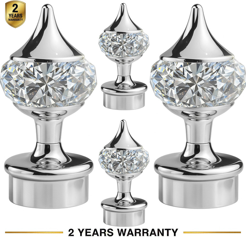 Ghazian Silver Curtain Knobs, Rod Rail Bracket Metal(Pack of 4)
