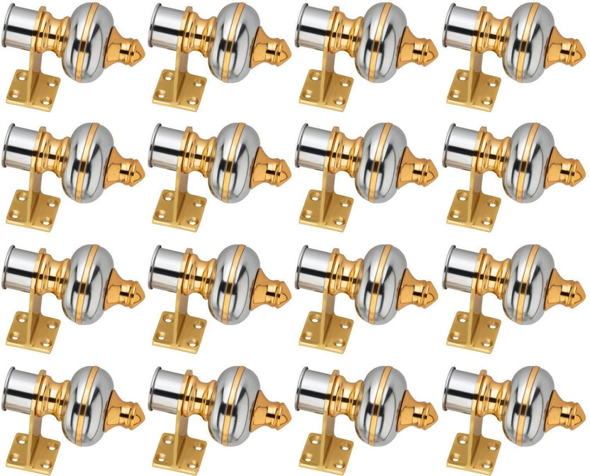 Ghazian Silver Curtain Knobs, Rod Rail Bracket Metal(Pack of 16)