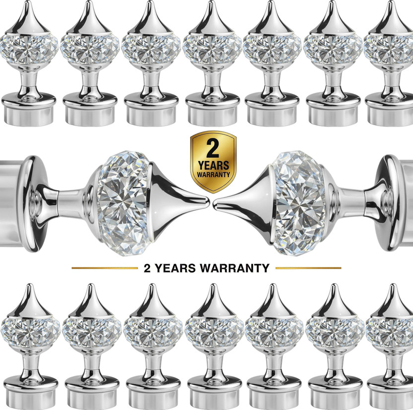 Ghazian Silver Curtain Knobs, Rod Rail Bracket Metal(Pack of 16)