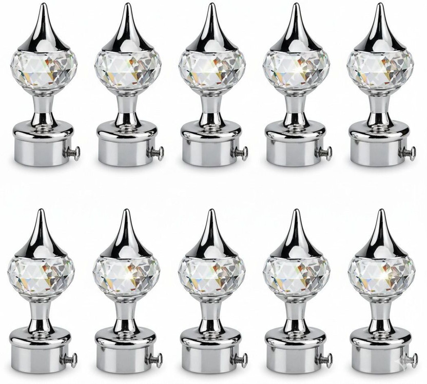 HELENSON Silver Curtain Knobs, Rod Rail Bracket Metal(Pack of 10)