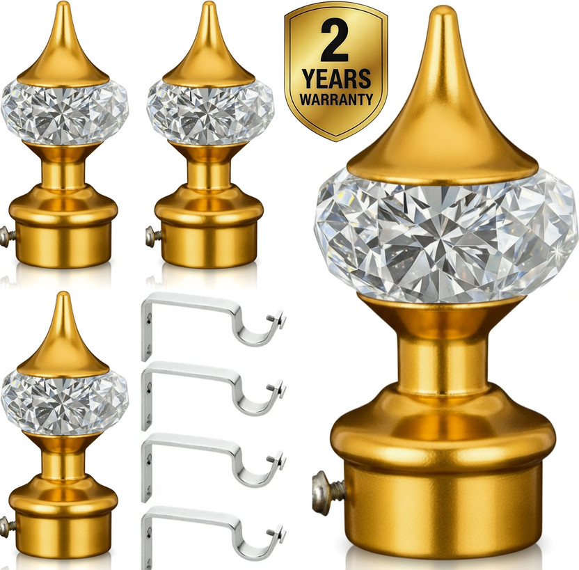Ghazian Gold Curtain Knobs, Rod Rail Bracket Metal(Pack of 8)
