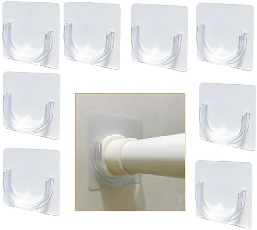 QXORE White Curtain Knobs, Curtain Hooks, Rod Rail Bracket, Curtain Rods(Pack of 8)