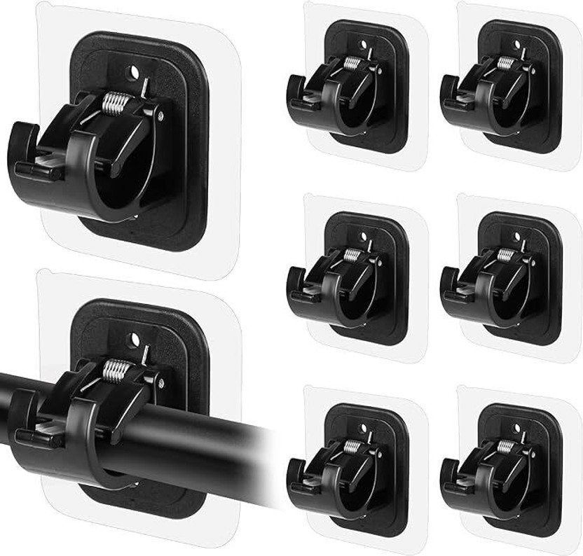 Xena Black, White Curtain Hooks, Curtain Rods, Tieback Hook, Curtain Rings(Pack of 8)