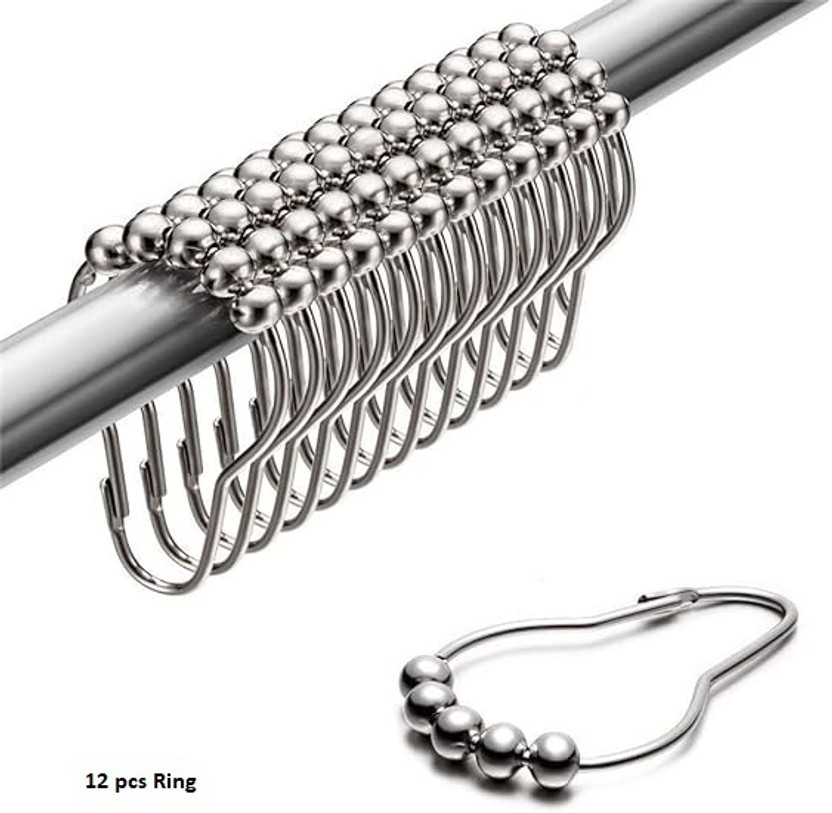 TAPAHPRIYAY Silver Curtain Hooks, Curtain Rings Metal(Pack of 12)