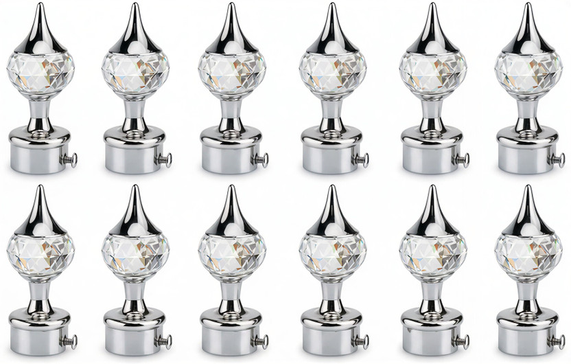 HELENSON Silver Curtain Knobs, Rod Rail Bracket Metal(Pack of 12)