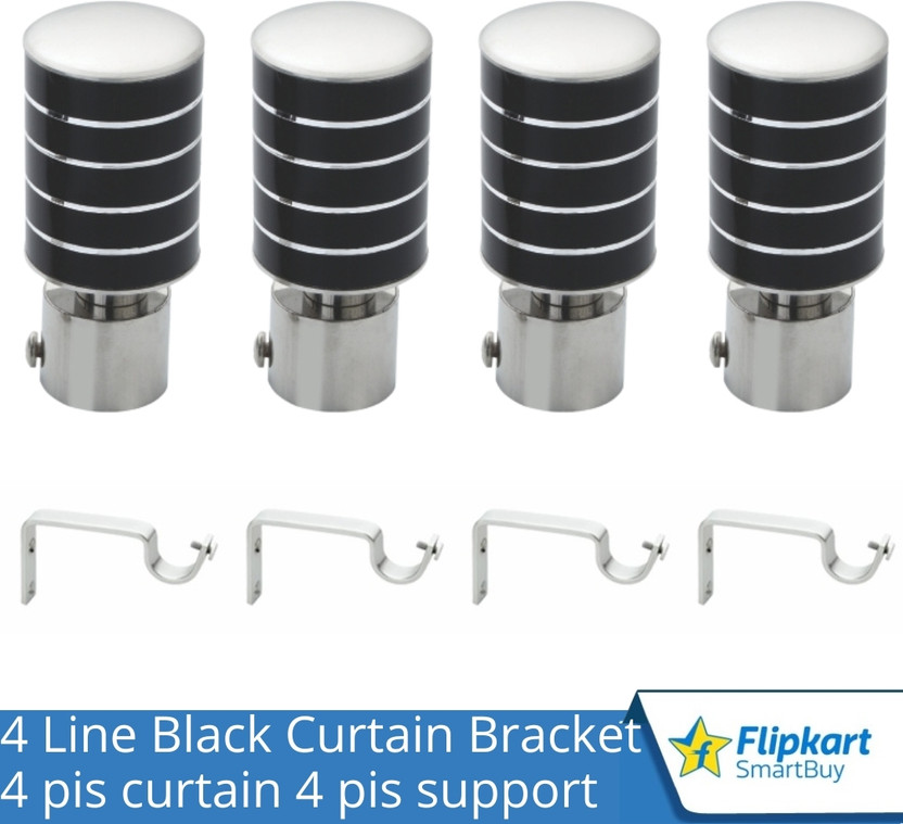 Flipkart SmartBuy Black Curtain Knobs, Rod Rail Bracket Metal(Pack of 4)