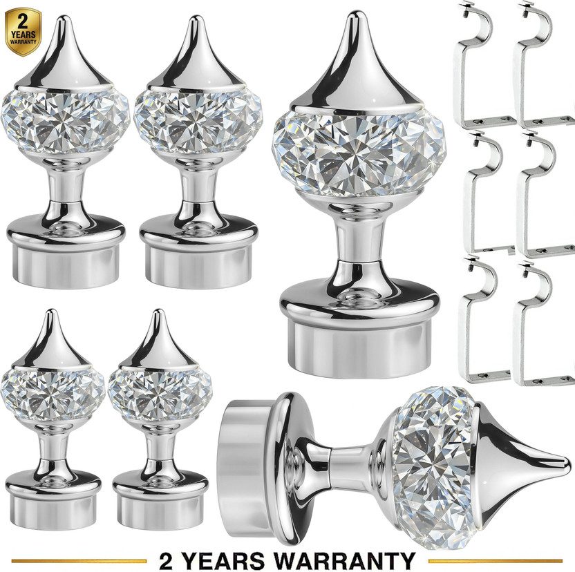 Ghazian Silver Curtain Knobs, Rod Rail Bracket Metal