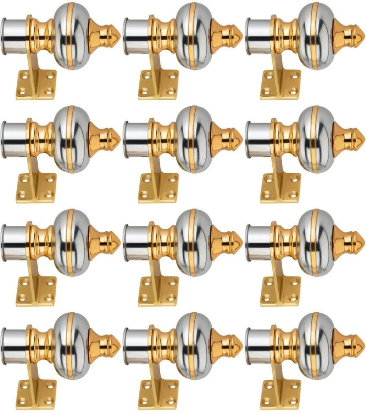 Ghazian Silver, Gold Curtain Knobs, Rod Rail Bracket Metal(Pack of 12)