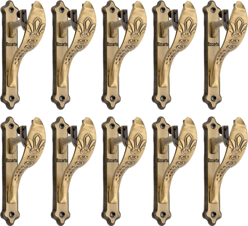 Bzcarts Gold Curtain Knobs, Rod Rail Bracket, Curtain Rods, Tieback Hook Metal(Pack of 10)