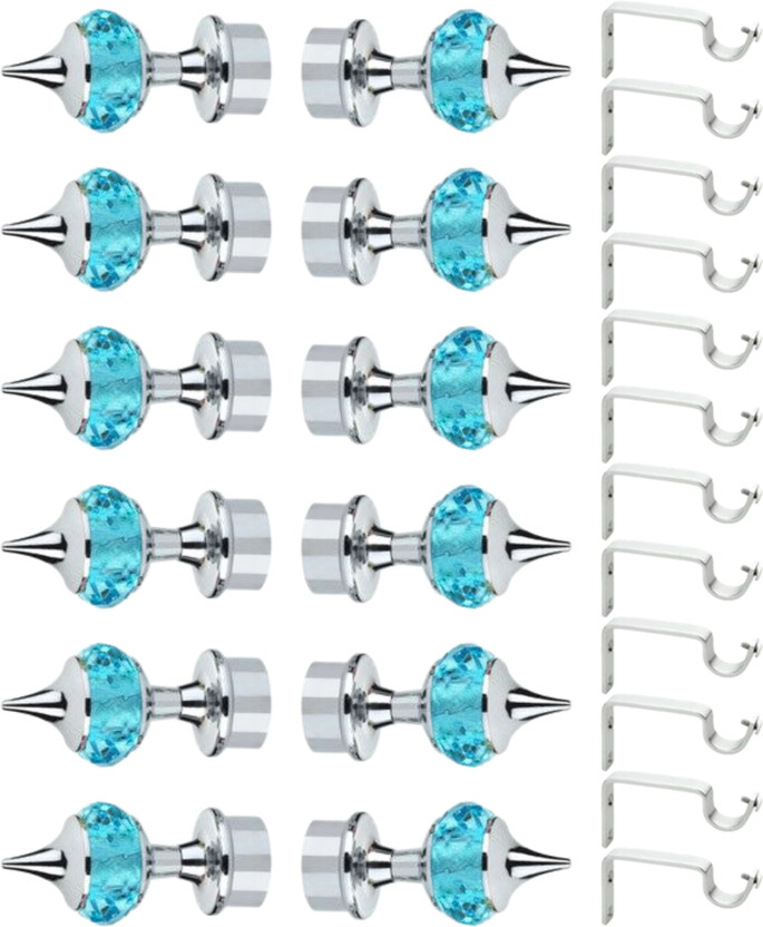 Bzcarts Dark Blue Curtain Hooks, Curtain Knobs, Curtain Rods, Rod Rail Bracket Metal(Pack of 24)