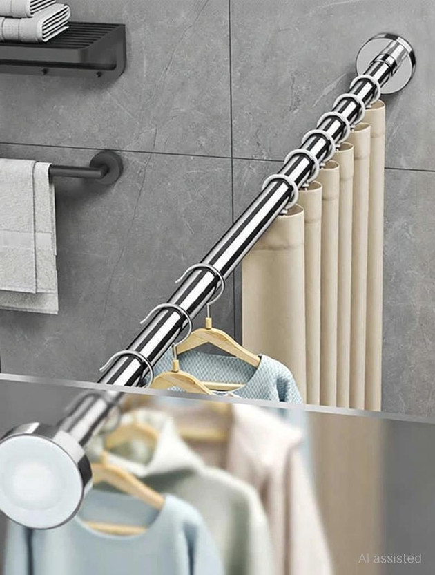 SorresaA Silver Curtain Rods Metal(Pack of 1)
