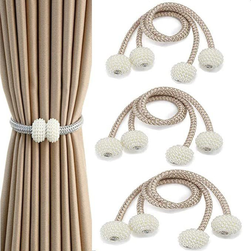 TREXEE Beige Tieback Hook Metal(Pack of 6)