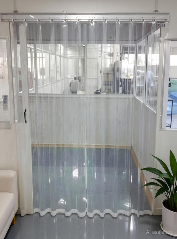 UNFOLD HAPPINESS 214 cm (7 ft) Door PVC Transparent Curtain Single Curtain(Transparent, Printed)