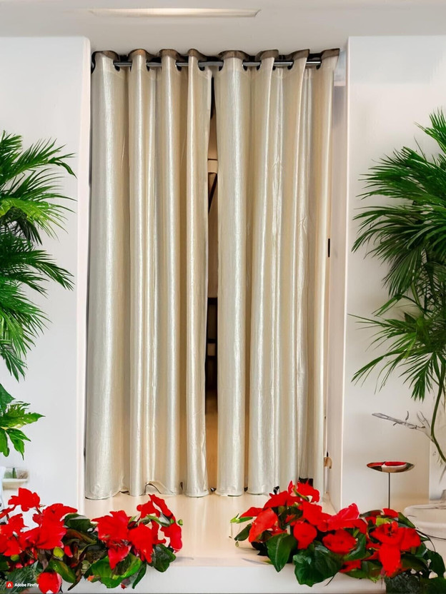 Genuine Genuine Global Decor 213.36 cm (7 ft) Door Polyester Room Darkening Curtain Single Curtain(Skin, Plain) - Flipkart Deal