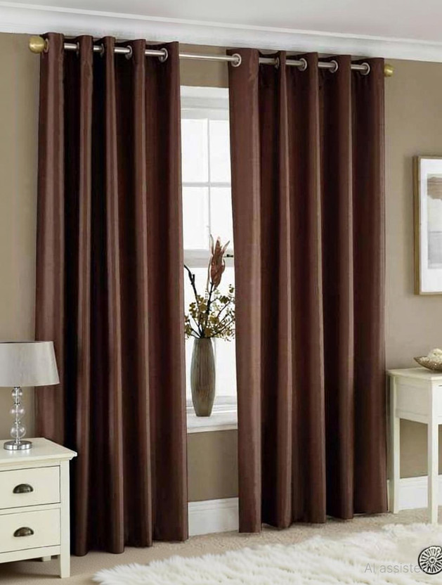 Panipat Textile Hub 213 cm (7 ft) Door Polyester Curtain (Pack Of 2)(Brown, Solid)
